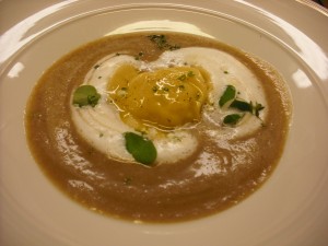 Sunchoke Soup with Langoustine Ravioli
